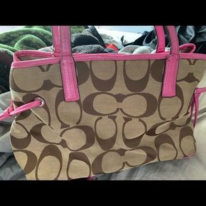 Authentic Coach Signature Stripe Carryall Handbag